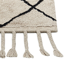 Acheter Beliani Tapis en coton beige et noir 140 x 200 cm ERLER