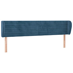 Maison Chic Tête de lit scandinave avec oreilles,meuble de chambre Bleu foncé 203x23x78/88 cm Velours -MN11953