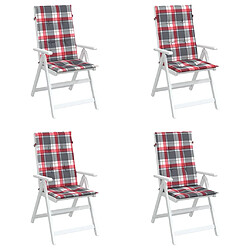 Avis vidaXL Coussins de chaise jardin dossier haut lot de 4 carreaux rouges