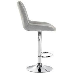 Decoshop26 Lot de 2 tabourets de bar réglable en hauteur pivotant à 360° assise en velours gris couture verticale pied métal chromé 10_0004427