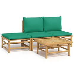 Maison Chic Salon de jardin 4 pcs + coussins - Mobilier/Meubles de jardin - Table et chaises d'extérieur vert bambou -MN40100