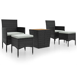 Maison Chic Table de bistro et chaises d'extérieur 5 pcs,Ensemble de bistro de jardin pour relax Résine tressée et acacia Noir -GKD575583