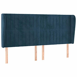 Maison Chic Tête de lit scandinave avec oreilles,meuble de chambre Bleu foncé 203x23x118/128 cm Velours -MN38829