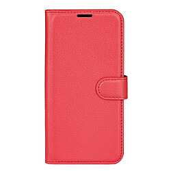 Etui en PU texture litchi avec support, rouge pour votre Realme Narzo 50i