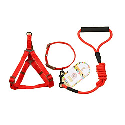 Wewoo Pour chien + Harnais + rouge Laisse Trois ensembles, M, Tour de poitrine: 43-67cm, Col Taille du col: 33-52cm, Poids de l'animal: 15kg Dessous Collier