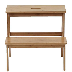 Mendler Tabouret marche-pied HWC-B87, banquette, marchepied, tabouret en bois, bambou 43x47x38cm