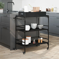 Avis Maison Chic Desserte de cuisine | Chariot de cuisine | Meuble de rangement roulant noir 81,5x41x92,5 cm bois d'ingénierie -GKD12205