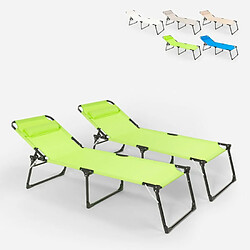 Beach And Garden Design Lot de 2 chaises longues pliantes en aluminium de plage et de jardin de mer Mauritius, Couleur: Vert foncé