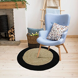 Avis Thedecofactory FUNNY JUTE - Tapis rond en jute et coton bande noire diam.70