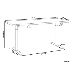 Avis Beliani Table à hauteur ajustable Manuel Blanc DESTINES