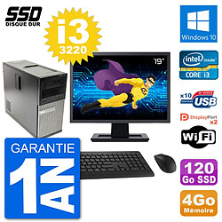 PC Tour Dell 7010 Ecran 19" Intel Core i3-3220 RAM 4Go SSD 120Go Windows 10 Wifi - Occasion