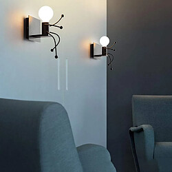 Stoex 2x Créatifs Applique Murale Simple Homme Poupée De Mode E27 Noir ,Lampe de Mur Petit Gens Fer Métal pour Cuisine Restaurant Bar Chambre à Coucher