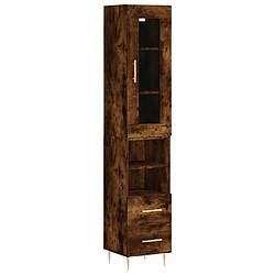 vidaXL Buffet haut Chêne fumé 34,5x34x180 cm Bois d'ingénierie