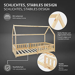 ML-Design Lit d'enfants avec toit et protection antichute bois naturel + matelas 200x90 cm