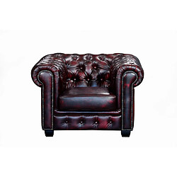 Acheter Vente-Unique Canapé chesterfield 3 places et un fauteuil BRENTON 100% cuir de buffle - Bordeaux