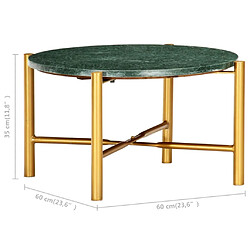 vidaXL Table basse Vert 60x60x35 cm Pierre véritable et texture marbre pas cher