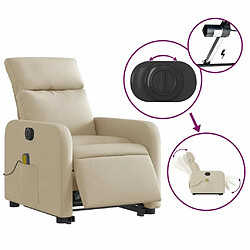 Maison Chic Fauteuil Relax pour salon, Fauteuil inclinable de massage électrique Crème Tissu -GKD76843 pas cher