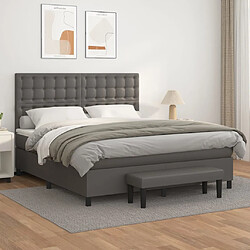 vidaXL Sommier à lattes de lit avec matelas Gris 180x200 cm Similicuir