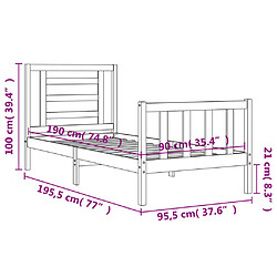 vidaXL Cadre de lit sans matelas noir bois de pin massif pas cher