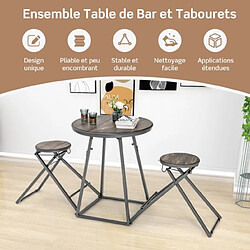 Helloshop26 Table haute cuisine avec tabouret table bar industrielle pliable mange debout 2 personnes compact pour cuisine salle à manger salon bistro gris 20_0005135 pas cher