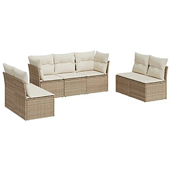 Maison Chic Salon de jardin avec coussins 7 pcs | Ensemble de Table et chaises | Mobilier d'Extérieur beige résine tressée -GKD90597