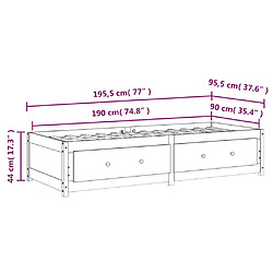 vidaXL Lit de jour sans matelas blanc 90x190 cm bois de pin massif pas cher