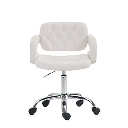 Decoshop26 Chaise de bureau réglable en hauteur pivotante dossier et accoudoir synthétique blanc BUR10422