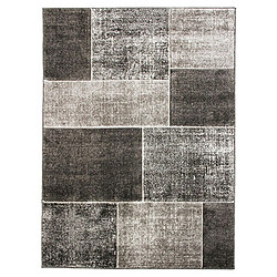 Thedecofactory DEHLI - Tapis toucher laineux patchwork de carrés gris 120x170