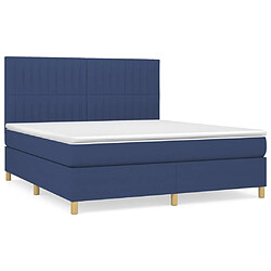 vidaXL Sommier à lattes de lit avec matelas Bleu 160x200 cm Tissu