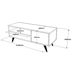 Acheter Toilinux Meuble TV avec 2 niches de rangement ouvertes et une porte abattante en panneaux de particules - Gris effet pierre