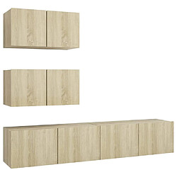 Maison Chic Ensemble de meubles TV 4 pcs | Banc TV Moderne pour salon | Meuble de Rangement - Chêne sonoma Aggloméré -MN39244