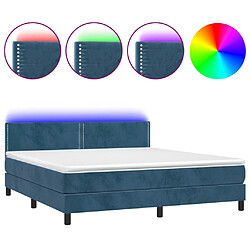 vidaXL Sommier à lattes de lit avec matelas LED Bleu foncé 160x200 cm