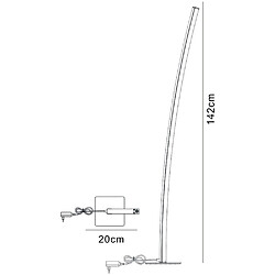 Luminaire Center Lampadaire Surf 23W LED nickel satiné/chrome poli 3000K, 1590lm,