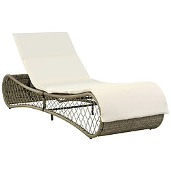 vidaXL Chaise longue avec coussin Résine tressée Gris