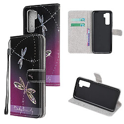 Etui en PU impression de motif texture croisée avec sangle libellule pour votre Huawei Nova 7 SE/P40 Lite 5G