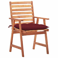 Maison Chic Lot de 2 Chaises à dîner d'extérieur avec coussins | Fauteuil chaises à manger d'extérieur Acacia massif -GKD22033