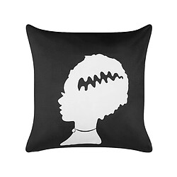 Beliani Coussin MANDEVILLA Velours 45 x 45 cm Abstrait Noir