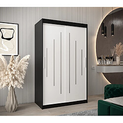 Abiks Meble Armoire YORK À Portes Coulissantes 200/120/62 2 Portes (Noir/Blanc)