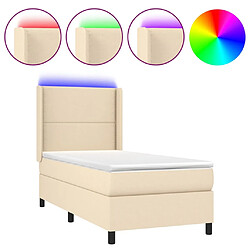 vidaXL Sommier à lattes de lit matelas LED Crème 90x190 cm Tissu