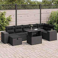 vidaXL Salon de jardin 5 pcs avec coussins noir résine tressée