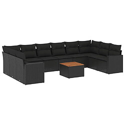 Maison Chic Salon de jardin 11 pcs avec coussins, Ensemble Tables et chaises d'extérieur noir résine tressée -GKD716076