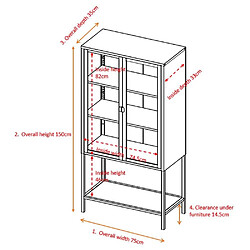 Avis Venture Home Vitrine en acier 2 portes Misha noir.