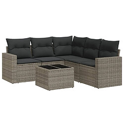 Maison Chic Salon de jardin 6 pcs avec coussins | Ensemble de Table et chaises | Mobilier d'Extérieur gris résine tressée -GKD39198