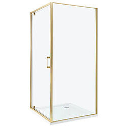 Beliani Cabine de douche DARLI 90 x 90 x 185 cm Doré