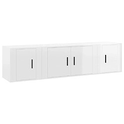 Maison Chic Ensemble de meubles TV 3 pcs pour salon - Blanc brillant Bois d'ingénierie -MN64404