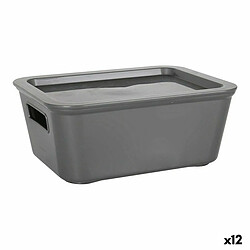 BigBuy Home Boîte de rangement avec couvercle Bella Anthracite 17,9 x 13,9 x 7,2 cm (12 Unités) (18 x 14 x 7 cm)