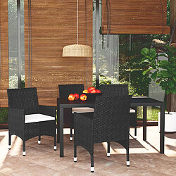 vidaXL Ensemble à dîner de jardin avec coussins 5 pcs poly rotin noir