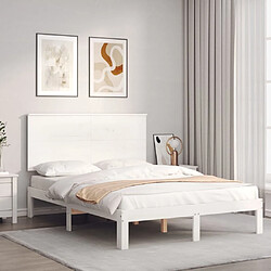 Maison Chic Cadre/structure de lit avec tête de lit pour adulte - Lit Moderne Chambre blanc 140x200 cm bois massif -MN97299