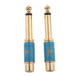 plaqué or 6,5 mm mâle à RCA adaptateur vidéo audio bleu