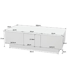 Acheter ComfortXL Table Basse, Meuble Tv Avec Structure De Rangement Push-pull À Double Face